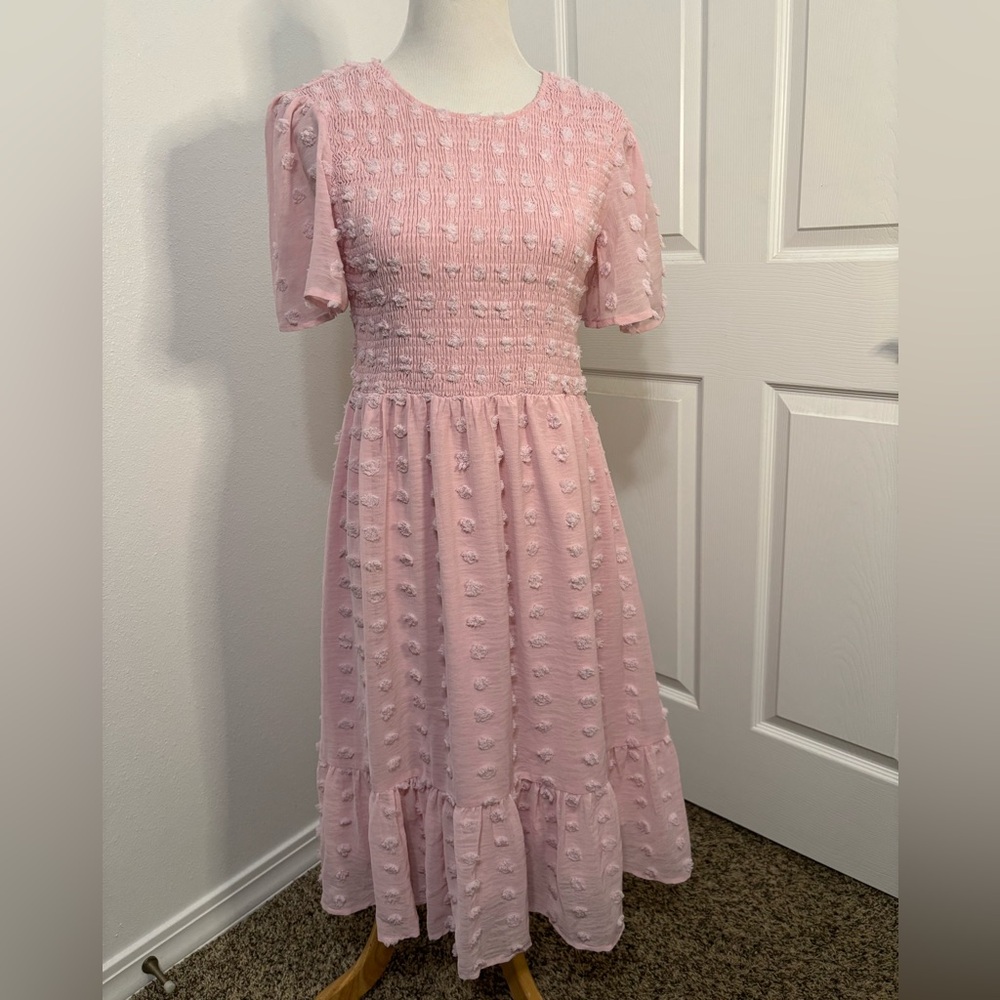 Kranda Elegant Pink Textured Women's Dress